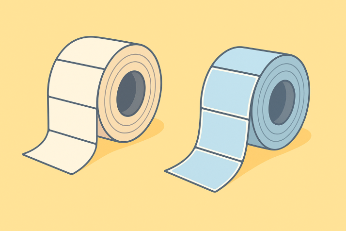 Papel térmico con recubrimiento superior vs. etiquetas sintéticas (PP/PE/PET)