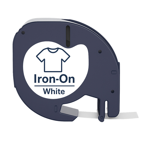 Cinta de letras compatible Dymo 18769, negra sobre blanco, termoadhesiva, 12 mm