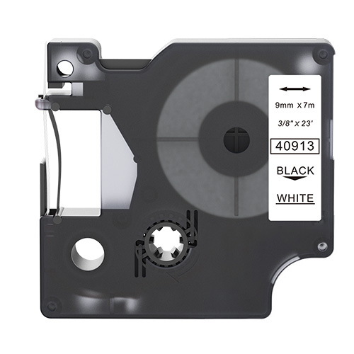 Cinta adhesiva compatible Dymo 40913, color negro sobre blanco, 9 mm