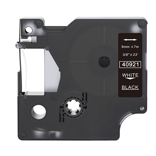 Cinta adhesiva compatible Dymo 40921, blanca sobre negro, 9 mm