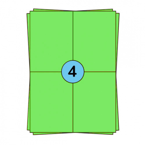 Hojas de pegatinas A4 de 104 x 148 mm, verdes, 400 etiquetas.