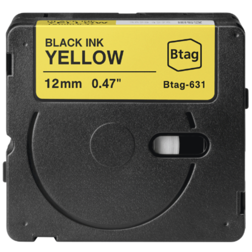 Cinta de etiquetas compatible Brother Btag-631 negro sobre amarillo 12mm