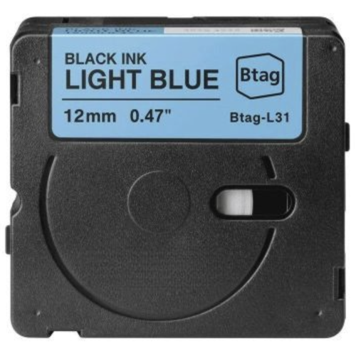 Cinta de etiquetas compatible Brother Btag-L31 negro sobre azul claro 12mm