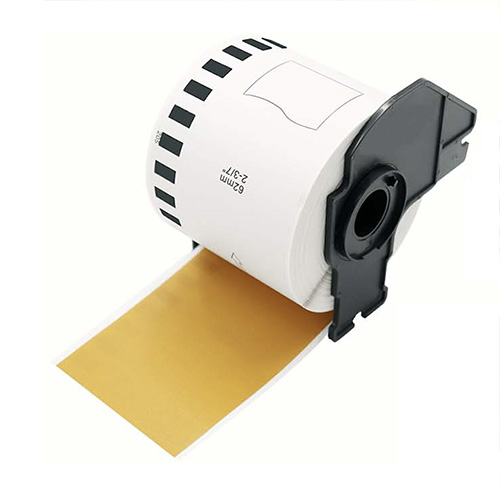 Etiquetas compatibles con Brother DK-22205 62 mm x 30,48 m, dorado
