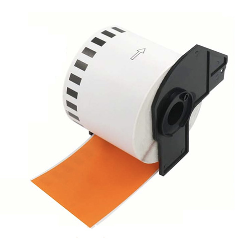 Etiquetas compatibles Brother DK-22205, color naranja, 62 mm x 30,48 m
