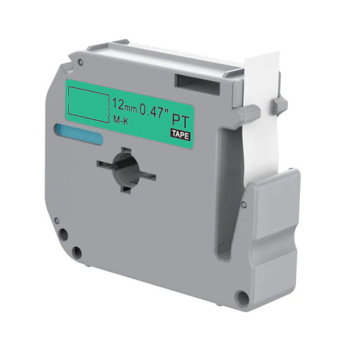 Cinta de letras compatible con Brother M-K731, negra sobre verde, 12 mm