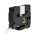 Cinta adhesiva flexible compatible con Brother TZe-FX131, color negro sobre fondo transparente, 12 mm.